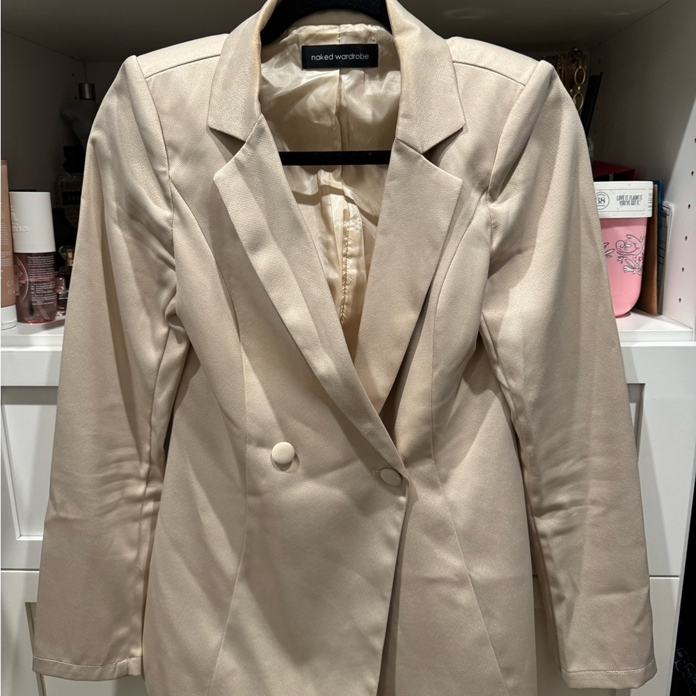 Naked Wardrobe Cream Blazer Jacket